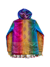 Load image into Gallery viewer, REVERSIBLE BLACK FUR AND RAINBOW PAISLEY PASHMINA JACKET (S-2XL)