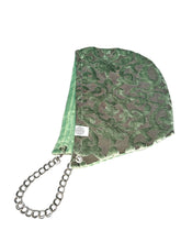Load image into Gallery viewer, SAGE GREEN VELVET DAMASK HOOD w/ CHAIN