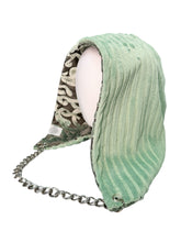 Load image into Gallery viewer, SAGE GREEN VELVET DAMASK HOOD w/ CHAIN