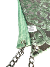 Load image into Gallery viewer, SAGE GREEN VELVET DAMASK HOOD w/ CHAIN