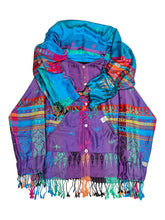 Load image into Gallery viewer, PURPLE AND BLUE DAMASK PASHMINA JACKET