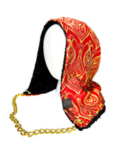 Load image into Gallery viewer, RED PAISLEY BROCADE HOOD w/ CHAIN