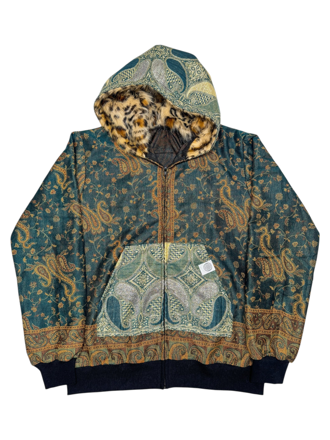EMERALD PAISLEY PASHMINA HOODIE (Medium)