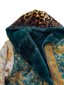 REVERSIBLE MIDNIGHT TEAL AND PASHMINA JACKET (Large)