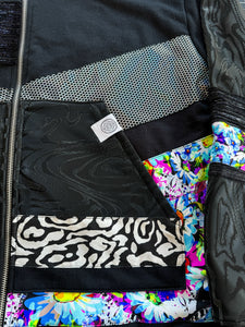 One of a Kind NEON BLOOM Patchwork Zip Up Hoodie (Large)