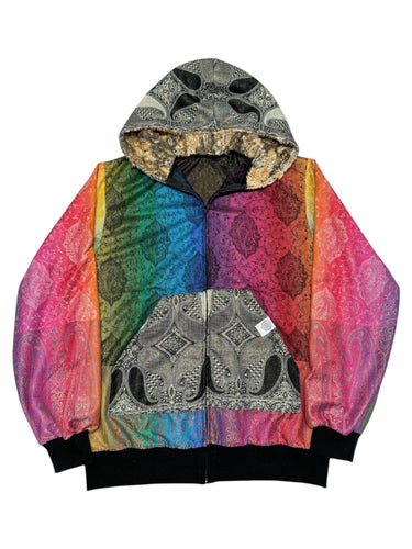 RAINBOW GLITCH PAISLEY PASHMINA HOODIE (Large)