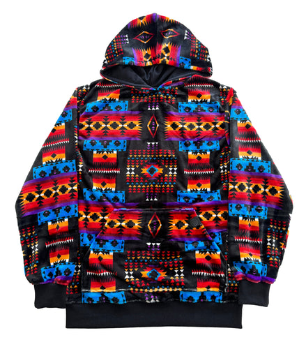 BLACK MINKY PENDLETON HOODIE (Large)