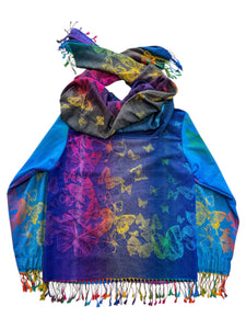 Blue Butterfly Pashmina Jacket (Large)