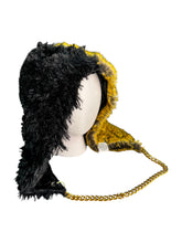 Load image into Gallery viewer, SPLIT GOLD AND BLACK FUR HOOD w/ CHAIN