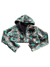 Load image into Gallery viewer, TEAL PYTHON FUR CROP JACKET (S-2XL)