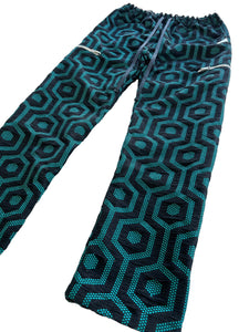 One of a Kind - TEAL HONEYCOMB PANTS (Large)