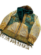 Load image into Gallery viewer, REVERSIBLE MIDNIGHT TEAL AND PASHMINA JACKET (Large)