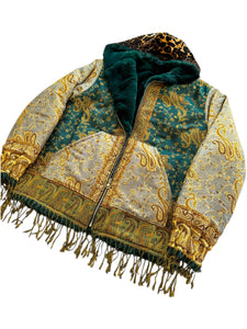 REVERSIBLE MIDNIGHT TEAL AND PASHMINA JACKET (Large)