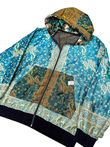 One of a Kind Teal Druid Paisley Pashmina Jacket (XL)