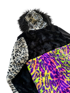 One of a Kind ACID CLAW PATCHWORK FUR JACKET (Large)