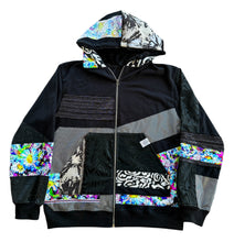 Load image into Gallery viewer, One of a Kind NEON BLOOM Patchwork Zip Up Hoodie (Large)