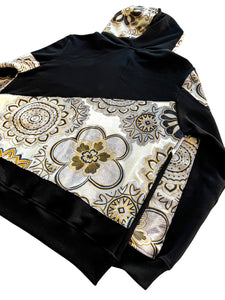 One of a Kind VELVET MANDALA PATCHWORK Zip Up Hoodie (XL)