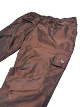 Load image into Gallery viewer, Brown nylon stack pants (medium 30-32” elastic waist)