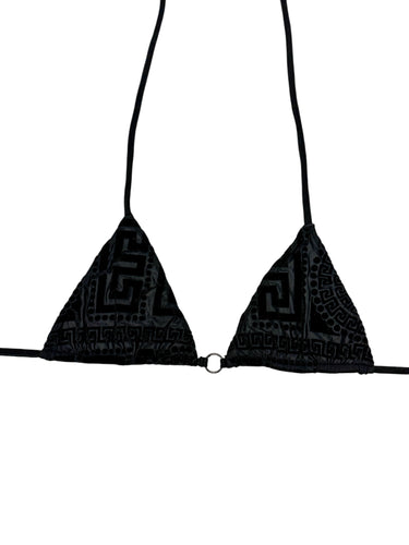 GREEK KEY BURNOUT VELVET BIKINI TOP