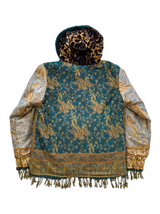 REVERSIBLE MIDNIGHT TEAL AND PASHMINA JACKET (Large)