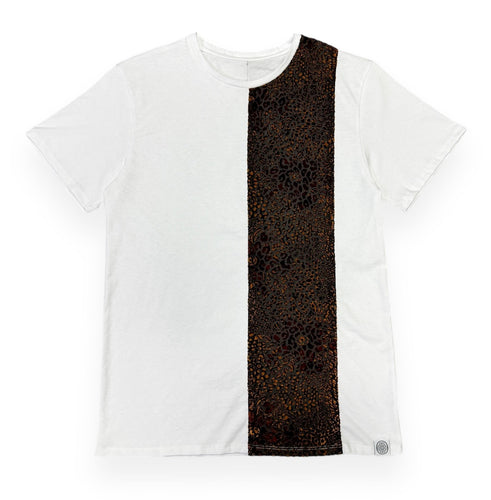 BROWN MANDALA VELVET PATCHWORK T-SHIRT