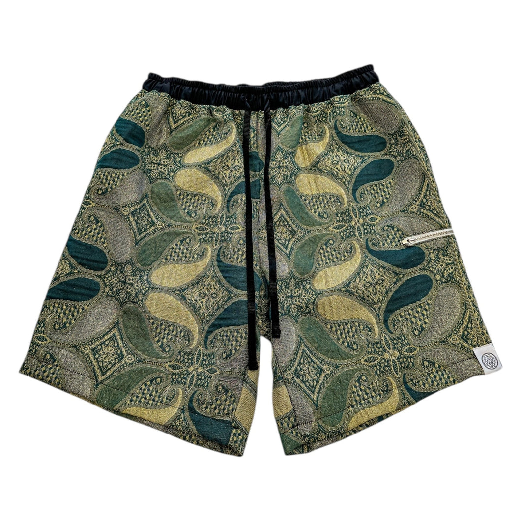 Teal & Gold Paisely Pashmina Shorts (32-34” waist)