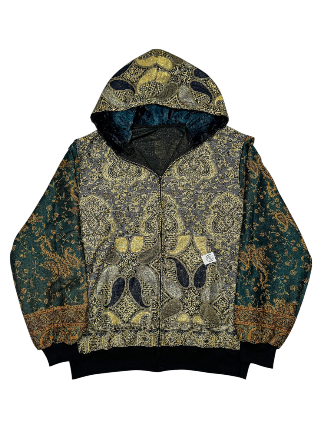 TEAL KING PAISLEY PASHMINA HOODIE (XL)