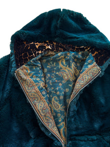 REVERSIBLE MIDNIGHT TEAL AND PASHMINA JACKET (Large)