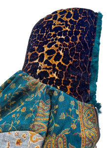 REVERSIBLE MIDNIGHT TEAL AND PASHMINA JACKET (Large)