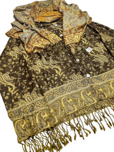 Load image into Gallery viewer, BROWN AND GOLD PAISLEY PASHMINA JACKET