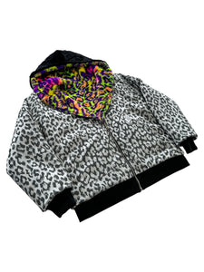 One of a kind SILVER PSYCHEDELIC LEOPARD Jacket (Large)
