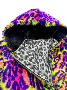 One of a kind SILVER PSYCHEDELIC LEOPARD Jacket (Large)