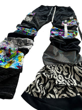 Load image into Gallery viewer, One of a Kind NEON BLOOM Patchwork Stack Pants (Large 32-34&quot;)