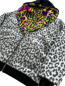 One of a kind SILVER PSYCHEDELIC LEOPARD Jacket (Large)