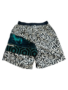 One of a Kind TEAL VORTEX Patchwork Shorts (Large)