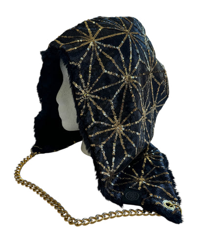 Black and Gold Asanoha Hood w/ Chain
