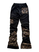 Load image into Gallery viewer, BLACK LEOPARD VELVET Stack Pants (Small)