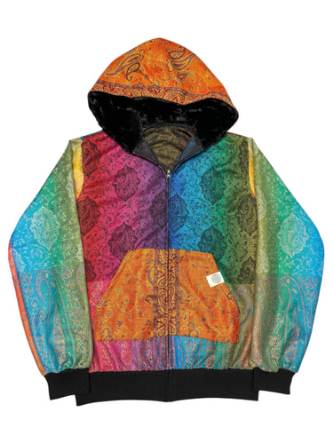RAINBOW SHERBET PAISLEY PASHMINA HOODIE (Small)