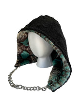 Load image into Gallery viewer, TEAL PYTHON FUR HOOD w/ CHAIN