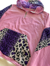 Load image into Gallery viewer, 1 of 1 PINK AND PURPLE LEOPARD PATCHWORK PULLOVER (Large)