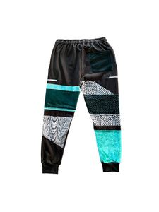 One of a kind - AQUA TRiiPPN PATCHWORK JOGGERS (Large)
