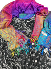 Load image into Gallery viewer, BLACK PAISLEY AND PURPLE RAINBOW PAISLEY PASHMINA JACKET
