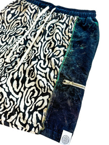 One of a Kind TEAL VORTEX Patchwork Shorts (Large)