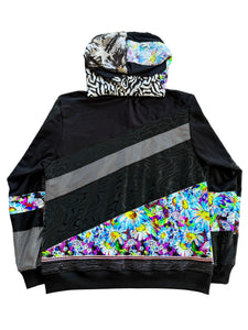 One of a Kind NEON BLOOM Patchwork Zip Up Hoodie (Large)