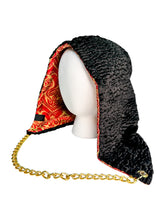 Load image into Gallery viewer, RED PAISLEY BROCADE HOOD w/ CHAIN