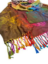 Load image into Gallery viewer, BROWN AND CREAM BUTTERFLY PASHMINA JACKET