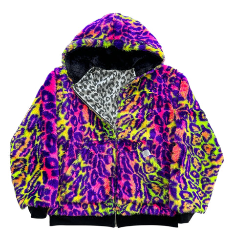 One of a kind SILVER PSYCHEDELIC LEOPARD Jacket (Large)