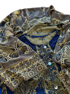 BLUE AND TAN BUTTERFLY PASHMINA JACKET (S-2XL)