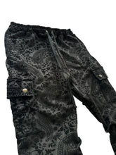 Load image into Gallery viewer, One of a Kind BLACK VELVET PAISLEY Stack Pants (medium 30-32”)