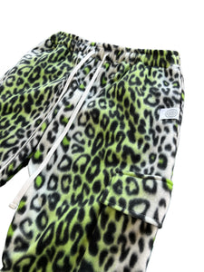 SLIME GREEN LEOPARD STACK PANTS (Small)